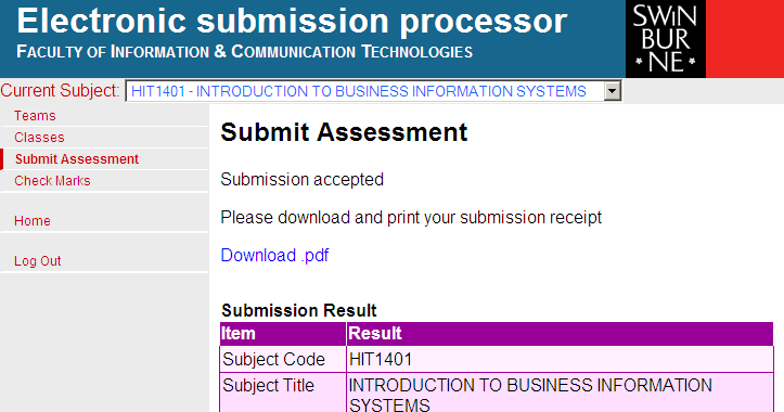 Submit result
